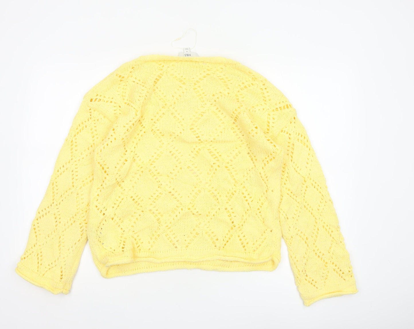 Marks & Spencer Women Yellow M Cable Knit Diamond Jumper