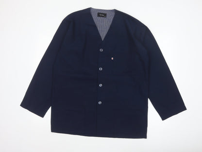 Pierre Cardin Men’s Blue M V-Neck Button-Up Casual Shirt Jacket