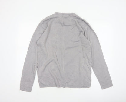 Paramour Women Grey M Floral Embroidered V-Neck Knit Cardigan