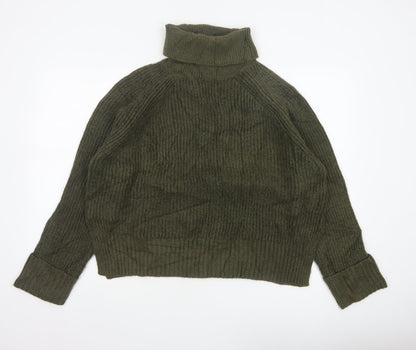 Nobody's Child Women Green M Chunky Knit Roll Neck Pullover Jumper