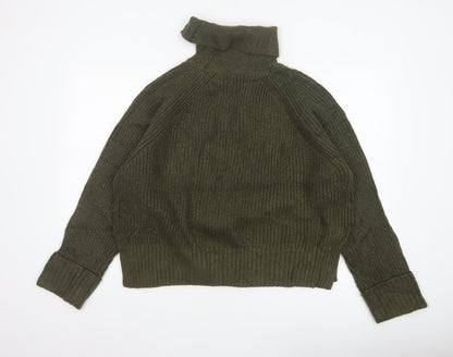 Nobody's Child Women Green M Chunky Knit Roll Neck Pullover Jumper