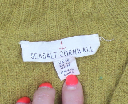 Seasalt Cornwall Women’s Yellow Rib Knit Crew Neck Jumper UK 18