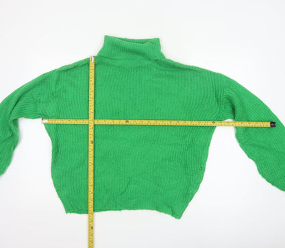 Threadbare Women Green UK 8 Roll Neck Chunky Knit Jumper