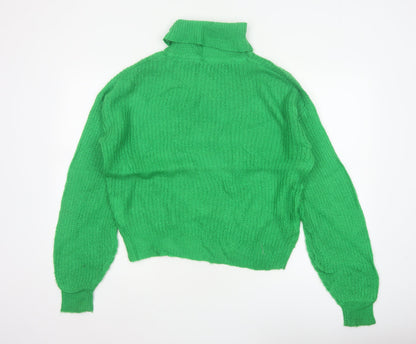 Threadbare Women Green UK 8 Roll Neck Chunky Knit Jumper