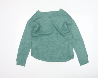 Fat Face Women’s Green UK 8 Textured Knit Button Side Jumper