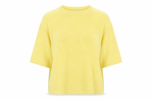 Autograph Women's Yellow M Merino Cashmere Rib Knit Short Sleeve Jumper