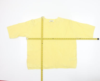Autograph Women's Yellow M Merino Cashmere Rib Knit Short Sleeve Jumper