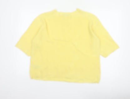 Autograph Women's Yellow M Merino Cashmere Rib Knit Short Sleeve Jumper