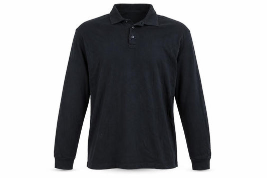 Zara Men’s Black L Long Sleeve Cotton Polo Shirt Collared Button Casual