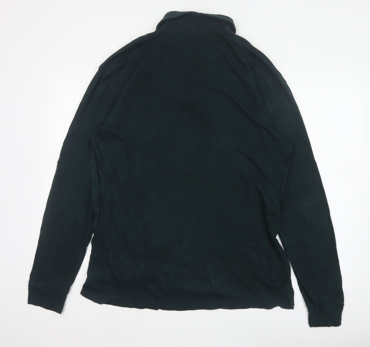 Zara Men’s Black L Long Sleeve Cotton Polo Shirt Collared Button Casual