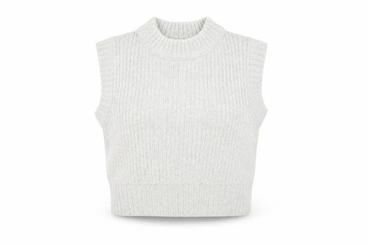 Collusion Women Grey UK 10 Ribbed High Neck Knit Tank Top