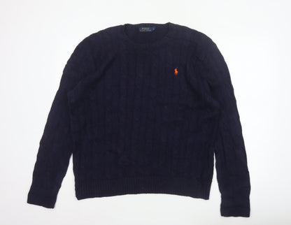 Polo Ralph Lauren Men’s Blue L Cable Knit Cotton Crew Neck Jumper