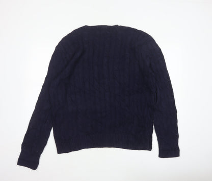 Polo Ralph Lauren Men’s Blue L Cable Knit Cotton Crew Neck Jumper