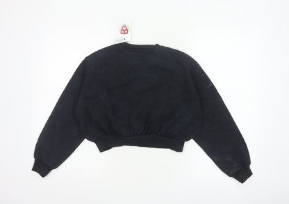 Marks and Spencer Girls Black Harvard Logo Sweatshirt 10-11 Years Pullover