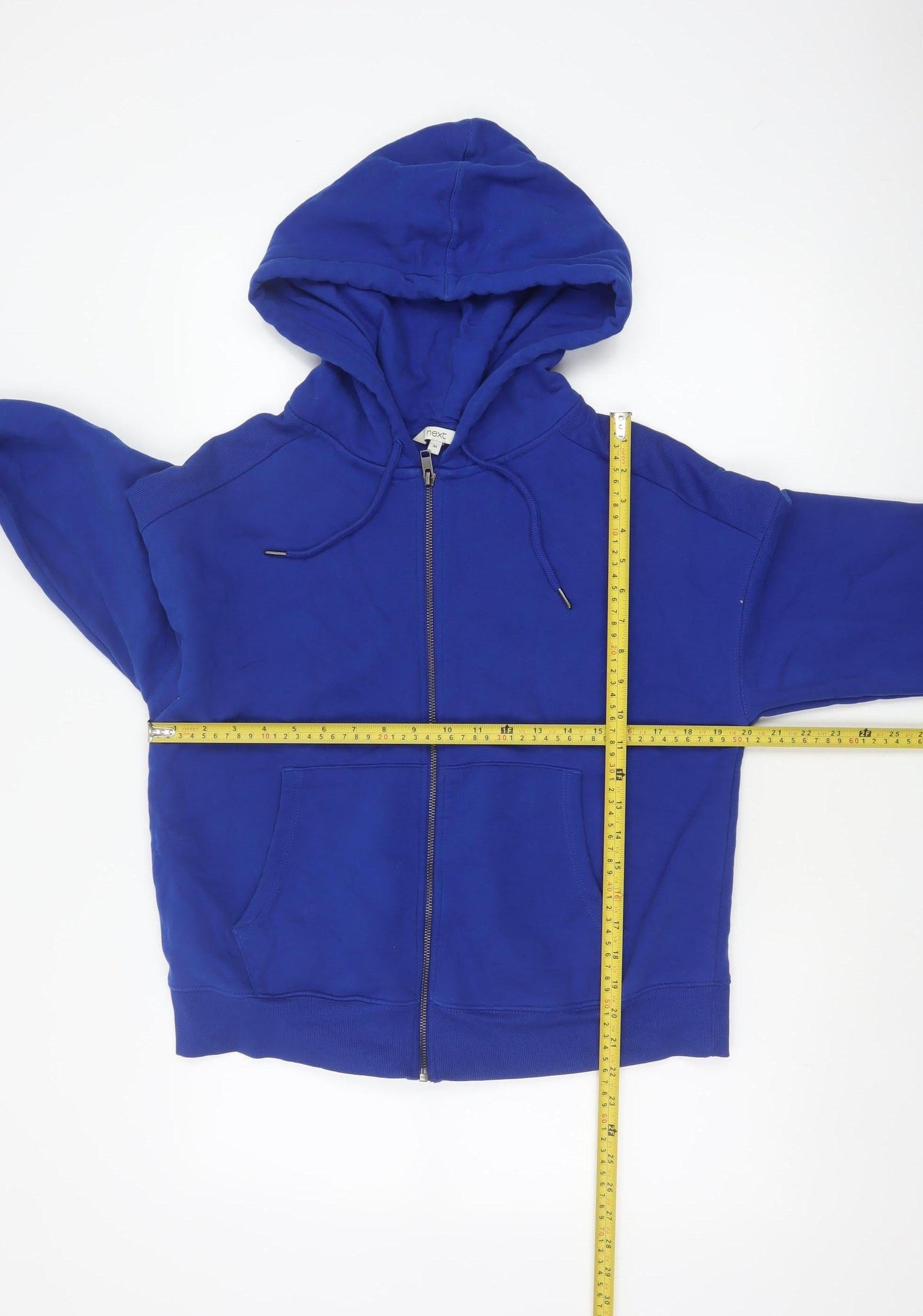 Next Men Blue M Full Zip Hooded Fleece Hoodie Drawstring Pockets