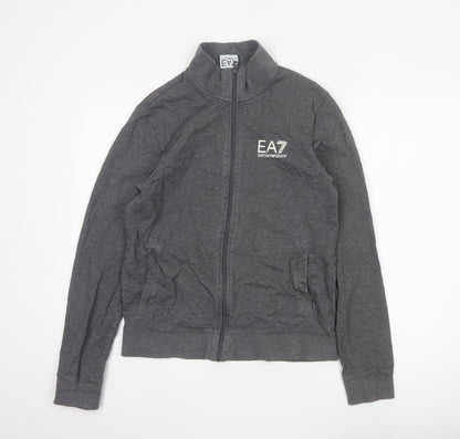 EA7 Emporio Armani Men Grey M Full Zip Logo Track Jacket