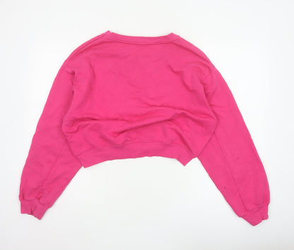 Bershka Women's Pink M Distressed Pullover Crew Neck Sweatshirt