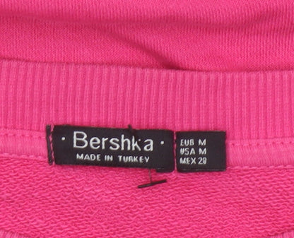 Bershka Women's Pink M Distressed Pullover Crew Neck Sweatshirt