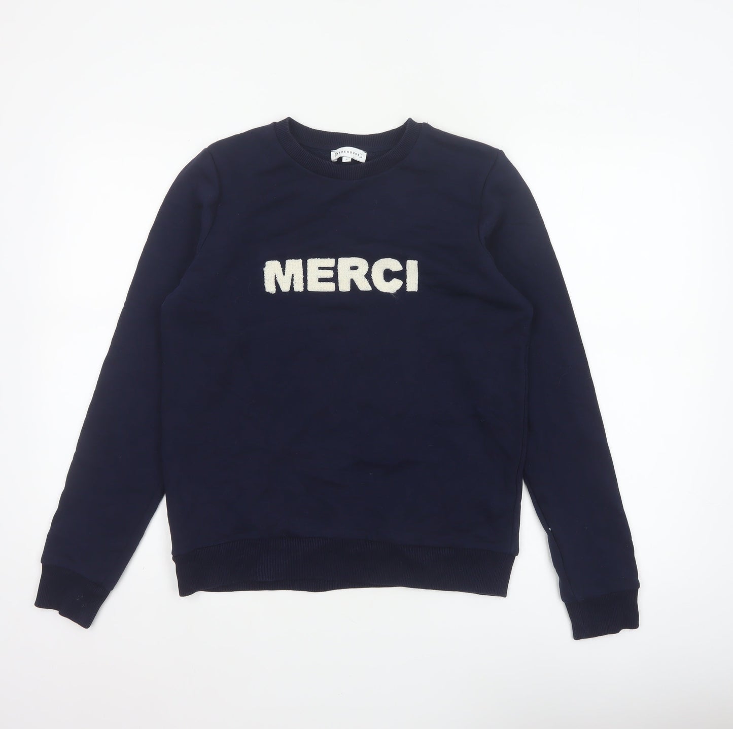 Warehouse Women’s Navy S Merci Logo Pullover Sweatshirt