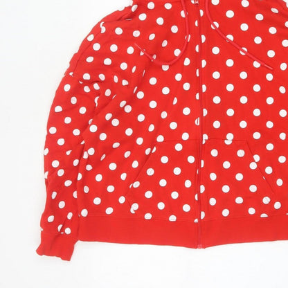 Disney Women’s Red L Full Zip Minnie Style Polka Dot Hoodie