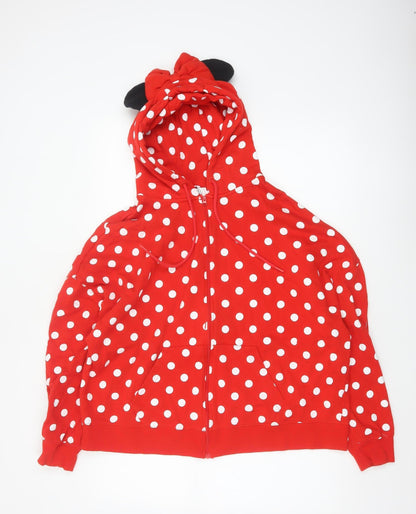 Disney Women’s Red L Full Zip Minnie Style Polka Dot Hoodie