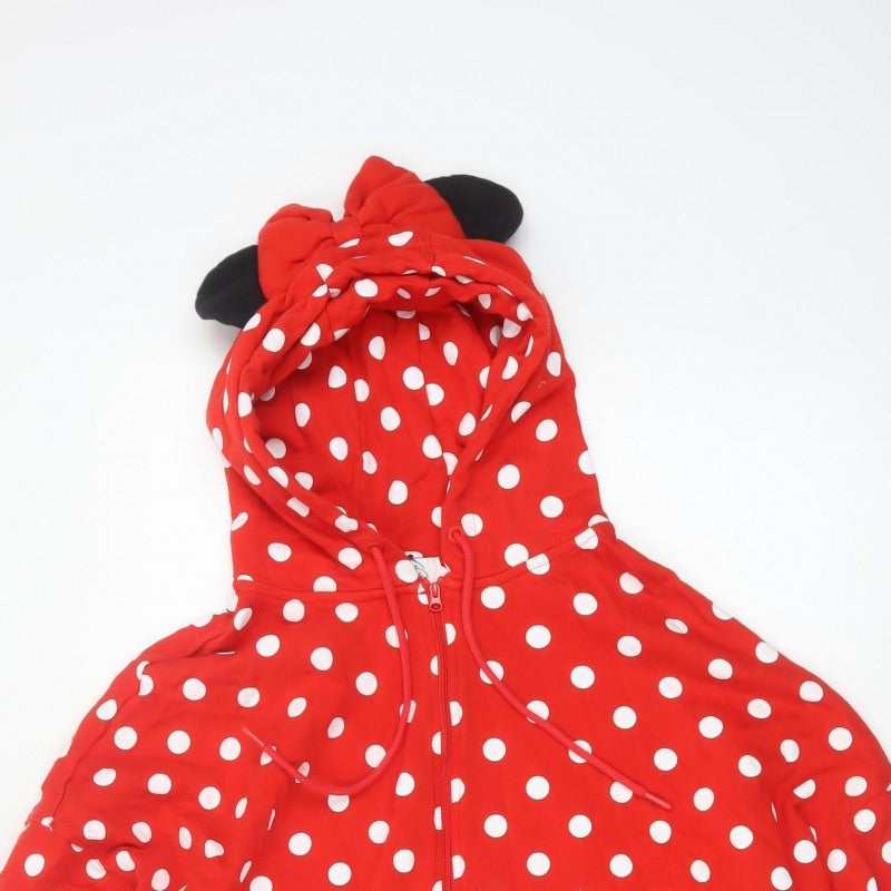 Disney Women’s Red L Full Zip Minnie Style Polka Dot Hoodie