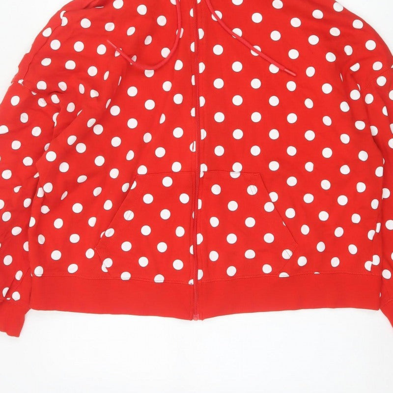 Disney Women’s Red L Full Zip Minnie Style Polka Dot Hoodie
