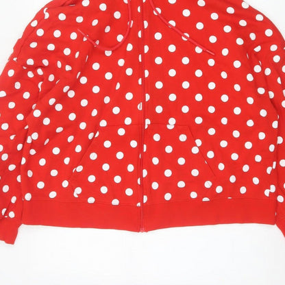 Disney Women’s Red L Full Zip Minnie Style Polka Dot Hoodie