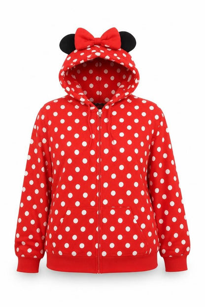 Disney Women’s Red L Full Zip Minnie Style Polka Dot Hoodie