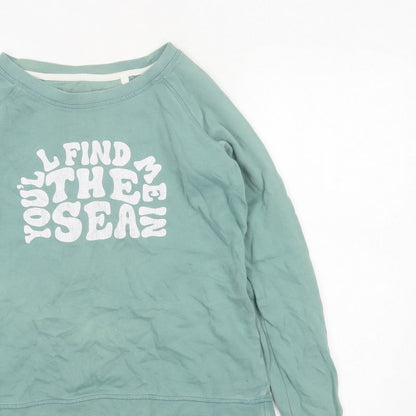 FatFace Women Green UK 10 Pullover Sweatshirt Sea Graphic Raglan