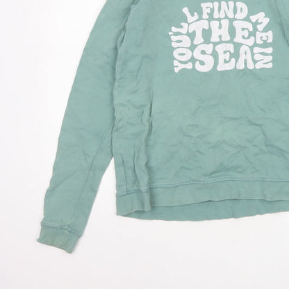 FatFace Women Green UK 10 Pullover Sweatshirt Sea Graphic Raglan