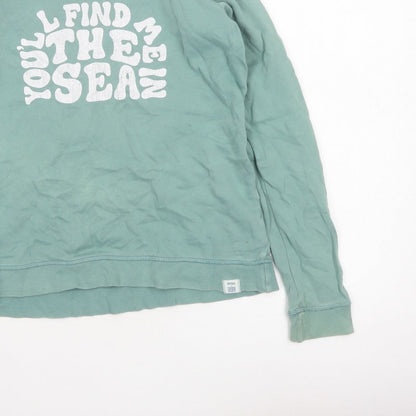 FatFace Women Green UK 10 Pullover Sweatshirt Sea Graphic Raglan