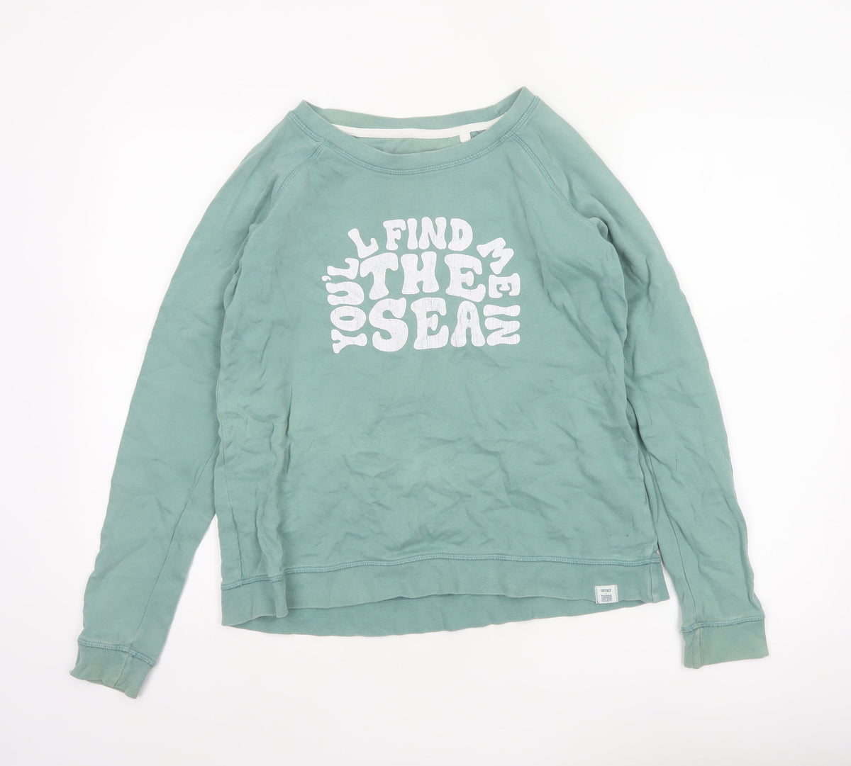 FatFace Women Green UK 10 Pullover Sweatshirt Sea Graphic Raglan