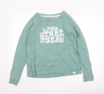 FatFace Women Green UK 10 Pullover Sweatshirt Sea Graphic Raglan