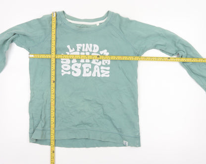 FatFace Women Green UK 10 Pullover Sweatshirt Sea Graphic Raglan