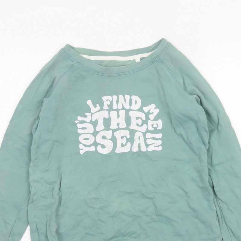 FatFace Women Green UK 10 Pullover Sweatshirt Sea Graphic Raglan