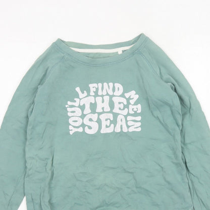 FatFace Women Green UK 10 Pullover Sweatshirt Sea Graphic Raglan