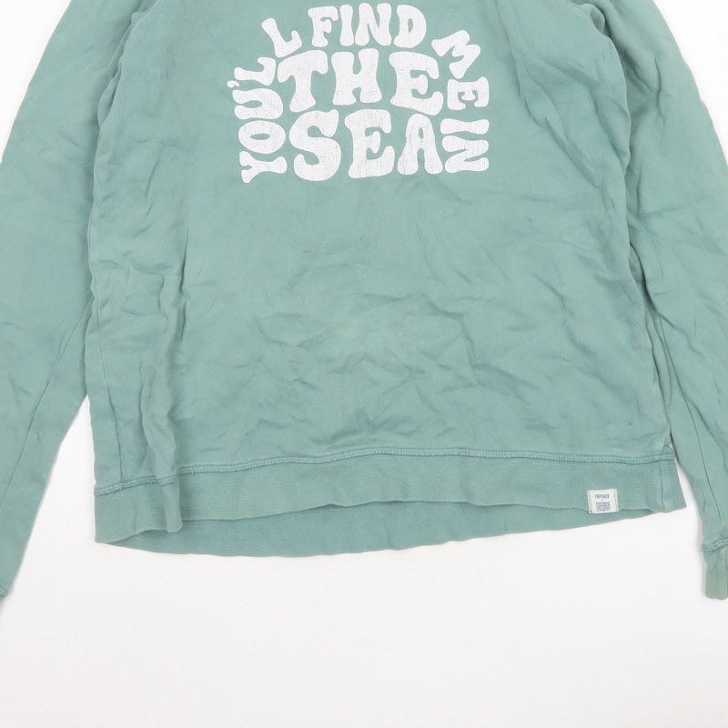 FatFace Women Green UK 10 Pullover Sweatshirt Sea Graphic Raglan