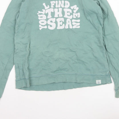 FatFace Women Green UK 10 Pullover Sweatshirt Sea Graphic Raglan