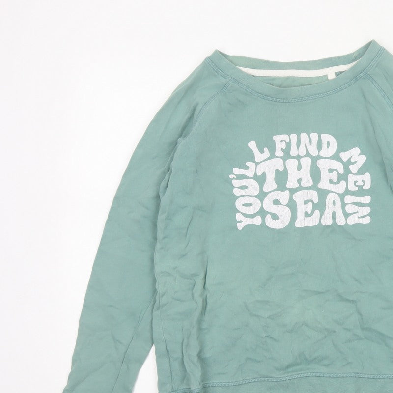 FatFace Women Green UK 10 Pullover Sweatshirt Sea Graphic Raglan