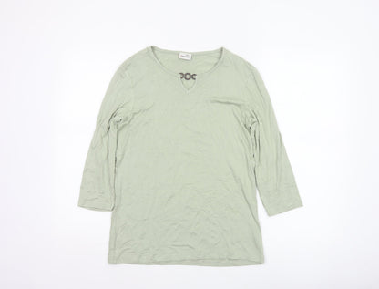 Damart Women’s Green UK 10 Basic 3/4 Sleeve Keyhole Jersey Top