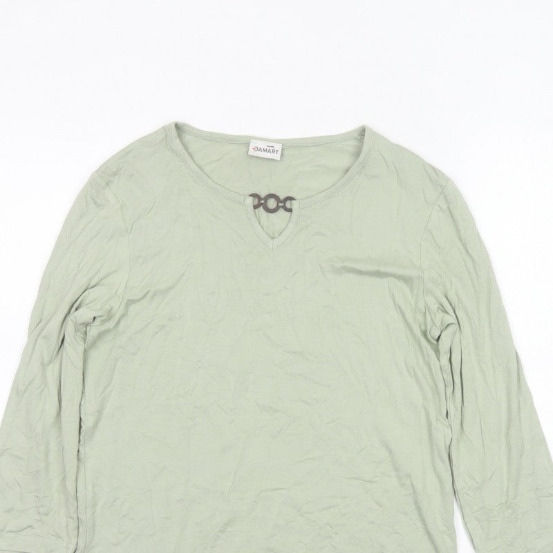 Damart Women’s Green UK 10 Basic 3/4 Sleeve Keyhole Jersey Top