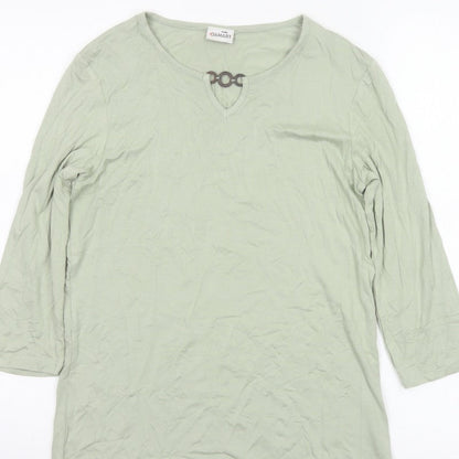 Damart Women’s Green UK 10 Basic 3/4 Sleeve Keyhole Jersey Top