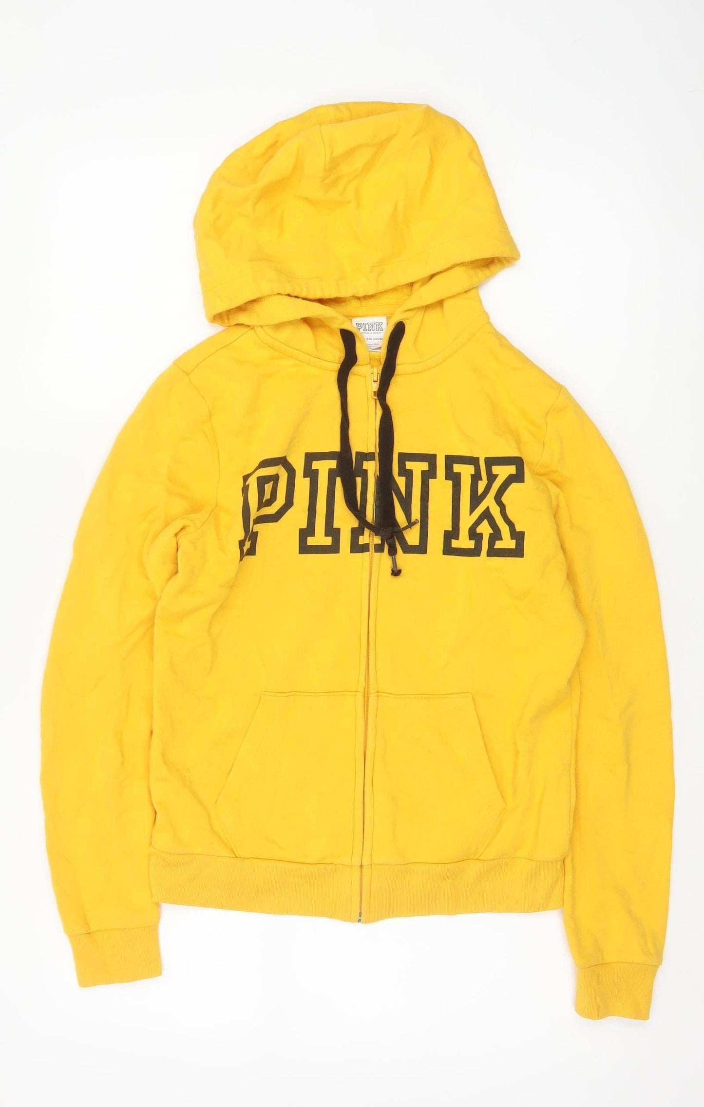 Victoria's Secret PINK Women Yellow XS Full Zip Logo Hoodie