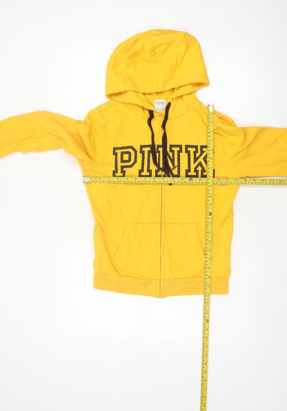 Victoria's Secret PINK Women Yellow XS Full Zip Logo Hoodie