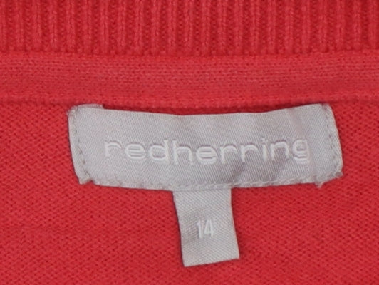 Red Herring Women’s Pink Size 14 Button Knit Cardigan Raglan Long Sleeve