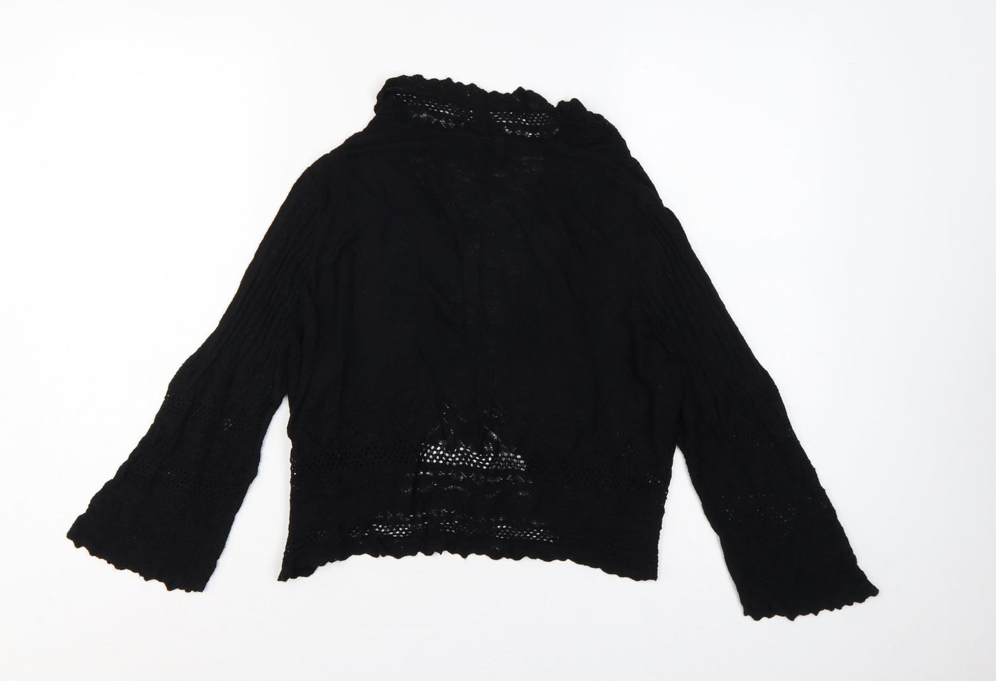Per Una Women’s Black UK 16 Open-Knit Cardigan Long Sleeve
