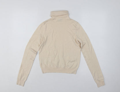 Pimkie Women Beige S Roll Neck Knit Pullover Jumper Button Cuffs