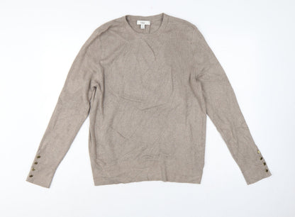 Marks and Spencer Women’s Beige Rib Knit Crew Neck Jumper Size 18