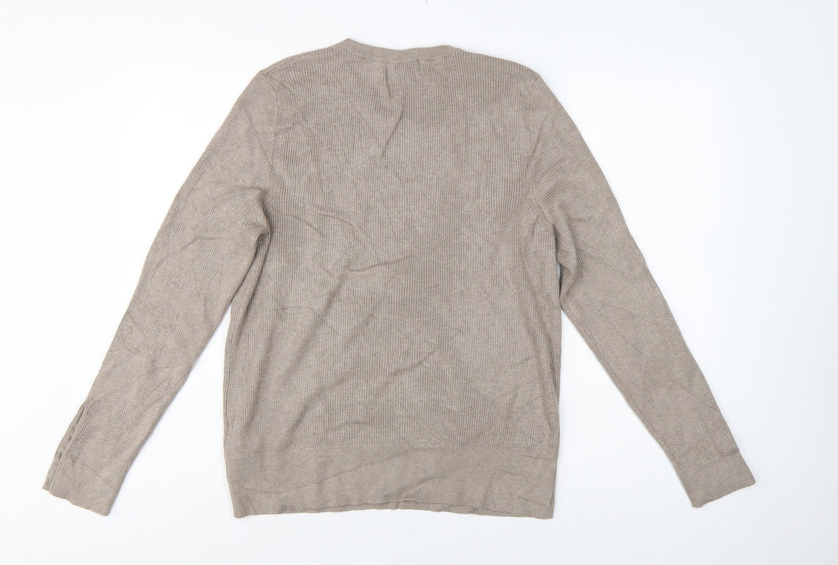 Marks and Spencer Women’s Beige Rib Knit Crew Neck Jumper Size 18